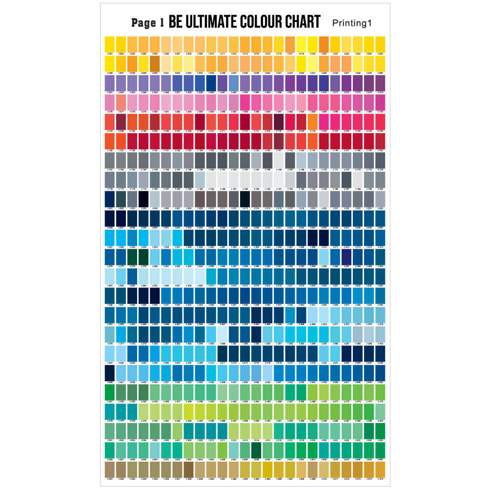 Color Chart | BE Ultimate – BE Ultimate - Shop